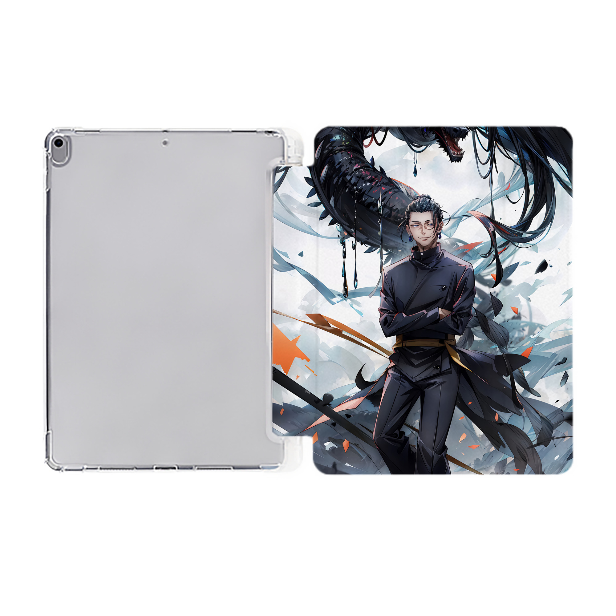 （画像用） 呪術廻戦 Jujutsu Kaisen IPad ケース ペン収納付き 三つ折りスタンド PUレザー×シリコン 対応機種9.5/10.5/10.9インチ
